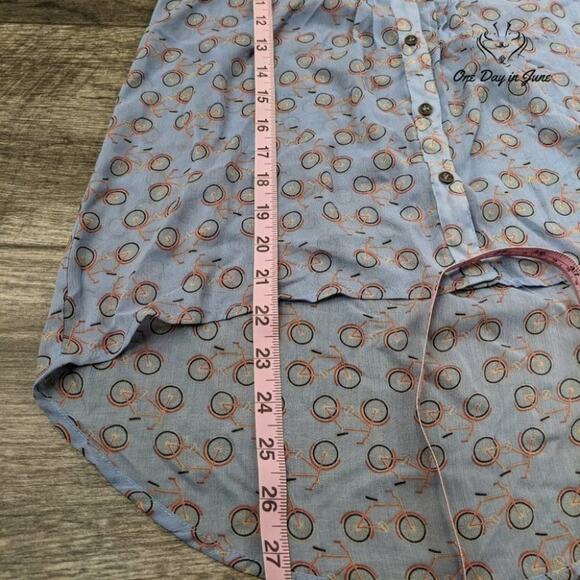 Xhilaration Sheer Bicycle Print Button Down Tank Asymetrical Hem Size SP - Picture 4 of 5